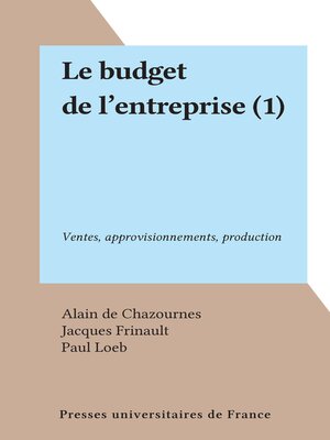 cover image of Le budget de l'entreprise (1)